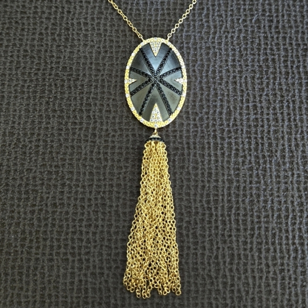 Freida Rothman Long Starburst🎇 Necklace with Gold💛 Chain⛓️ Tassel - NWT - Picture 11 of 16